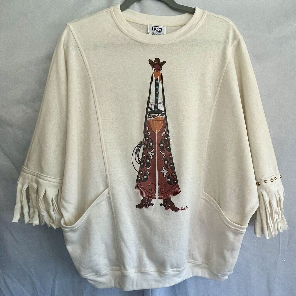 Lida Prescott Southwestern Retro FLEECE SWEATER by With Cowgirl Vintage One Sz
